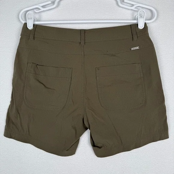 prAna Womens 6 Olivia Alana Shorts Hiking Outdoor Mustard Camo Nylon Stretch - Picture 8 of 16